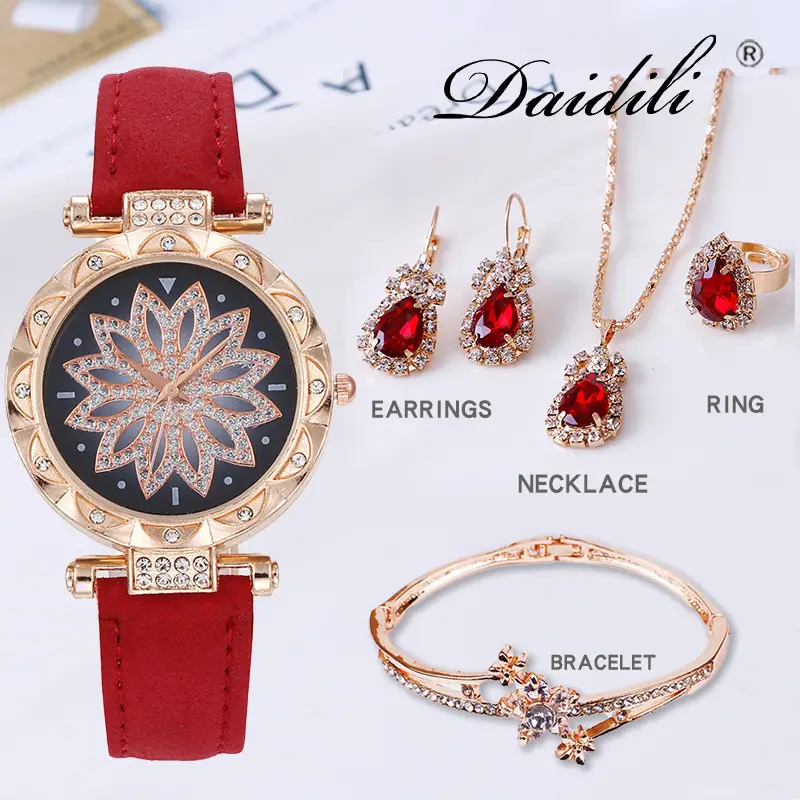 Women's Water Drop Rhinestone Necklace Set Gold Plated — feature 11