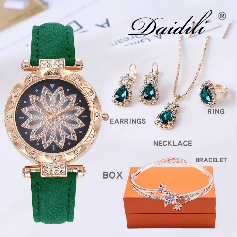 Women's Water Drop Rhinestone Necklace Set Gold Plated — feature 4