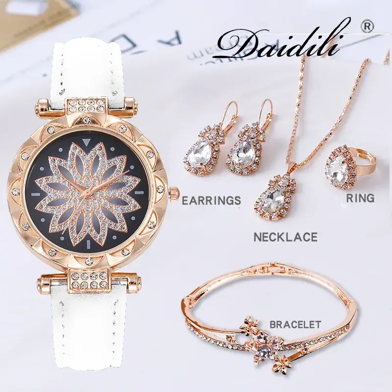 Women's Water Drop Rhinestone Necklace Set Gold Plated