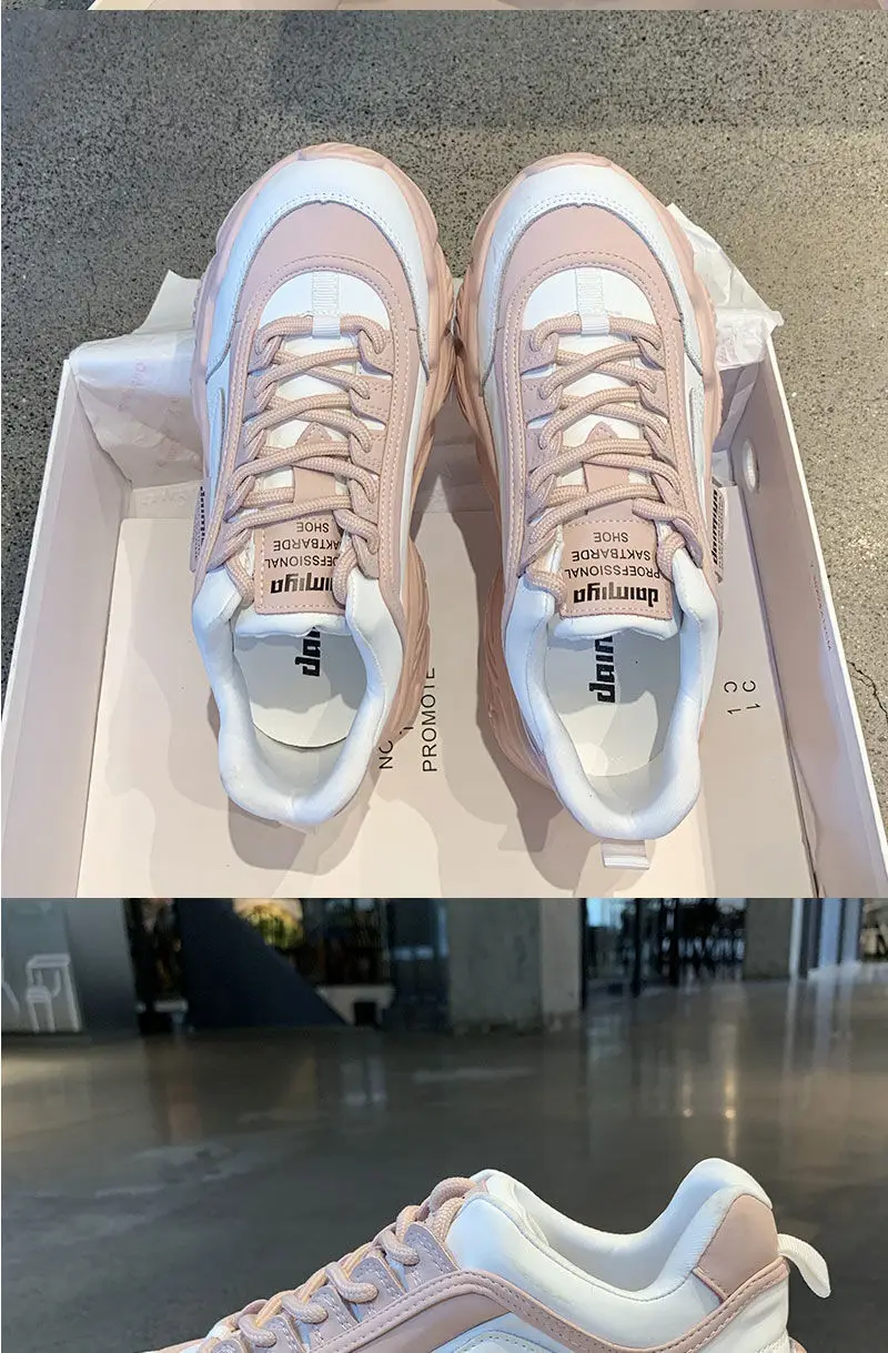 K-Style of 2025 Spring & Fall Harajuku Internet Celebrity Dad Shoes for Women Ins Trbottomy Versatile Casual Thick-Soled Sports Shoes for Women — feature 12