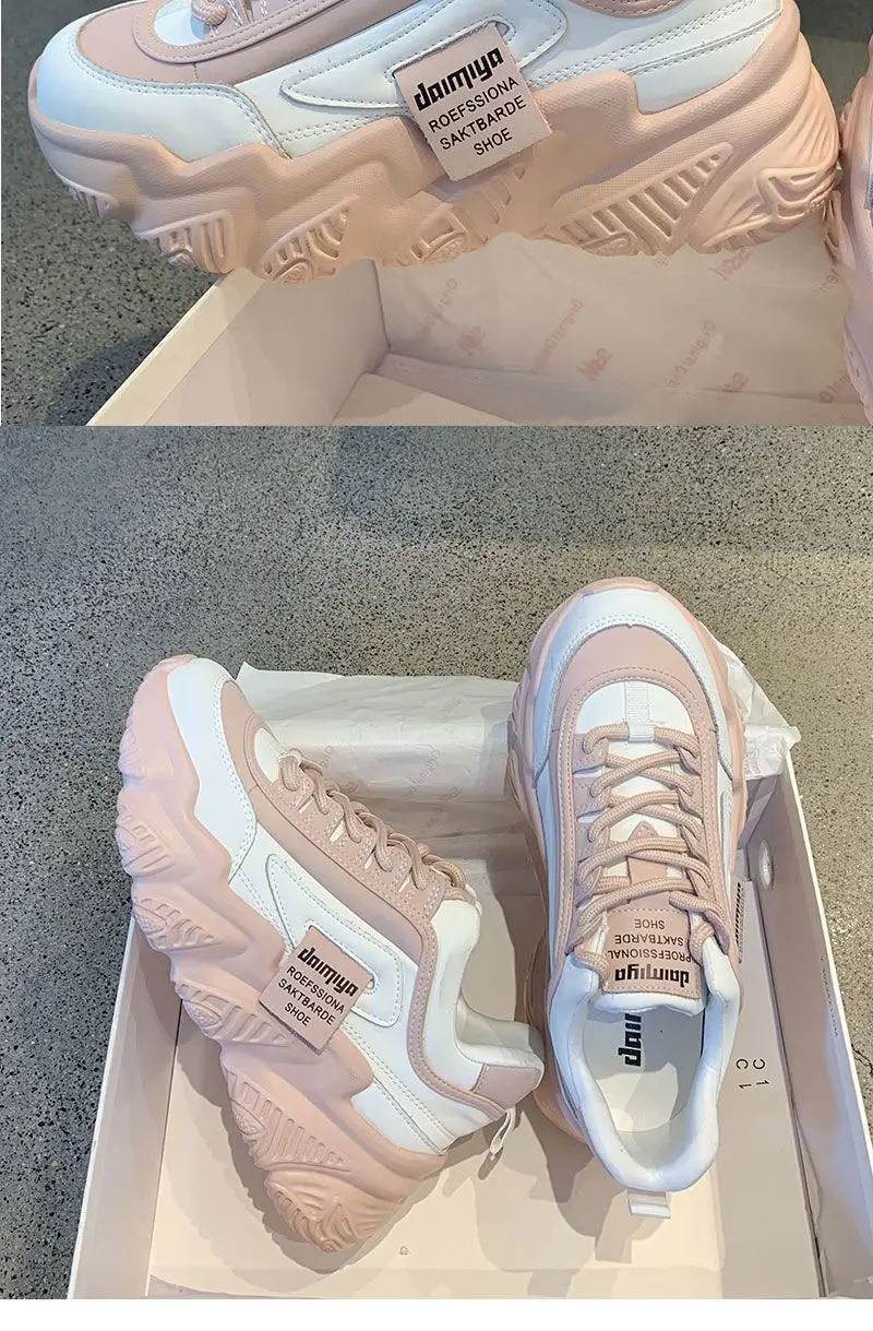 K-Style of 2025 Spring & Fall Harajuku Internet Celebrity Dad Shoes for Women Ins Trbottomy Versatile Casual Thick-Soled Sports Shoes for Women — feature 13