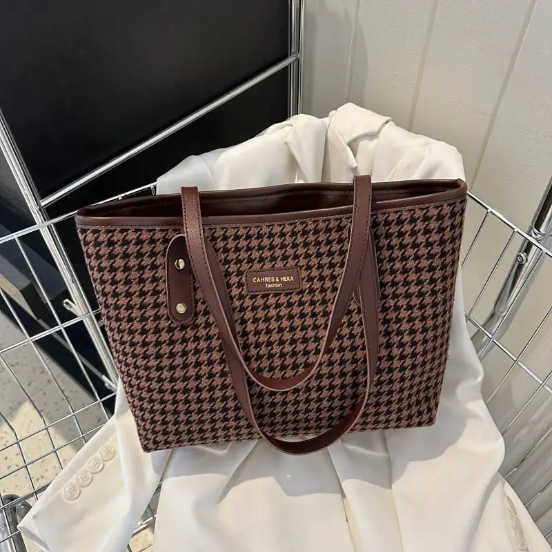 Houndstooth Shoulder Bag 2025 Women Large Capacity - Image 5