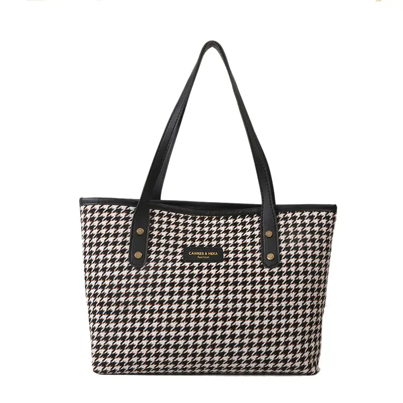 2023 Houndstooth Tote Bags Large Capacity Casual Fashion - Image 10