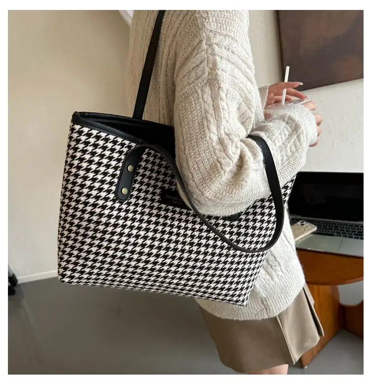 2023 Houndstooth Tote Bags Large Capacity Casual Fashion — feature 11