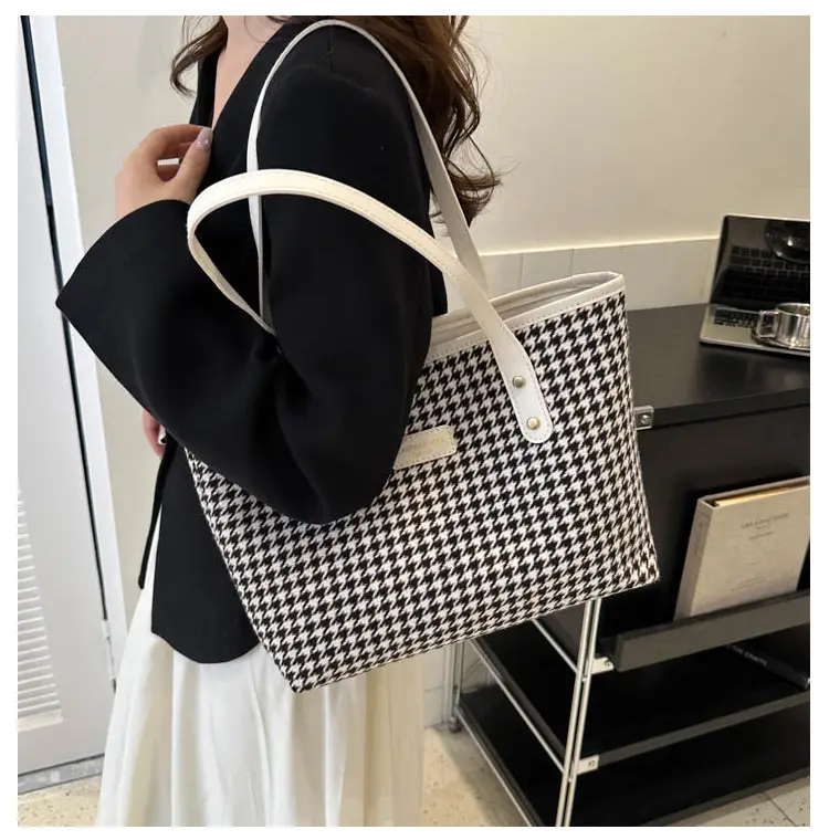 2023 Houndstooth Tote Bags Large Capacity Casual Fashion — feature 20