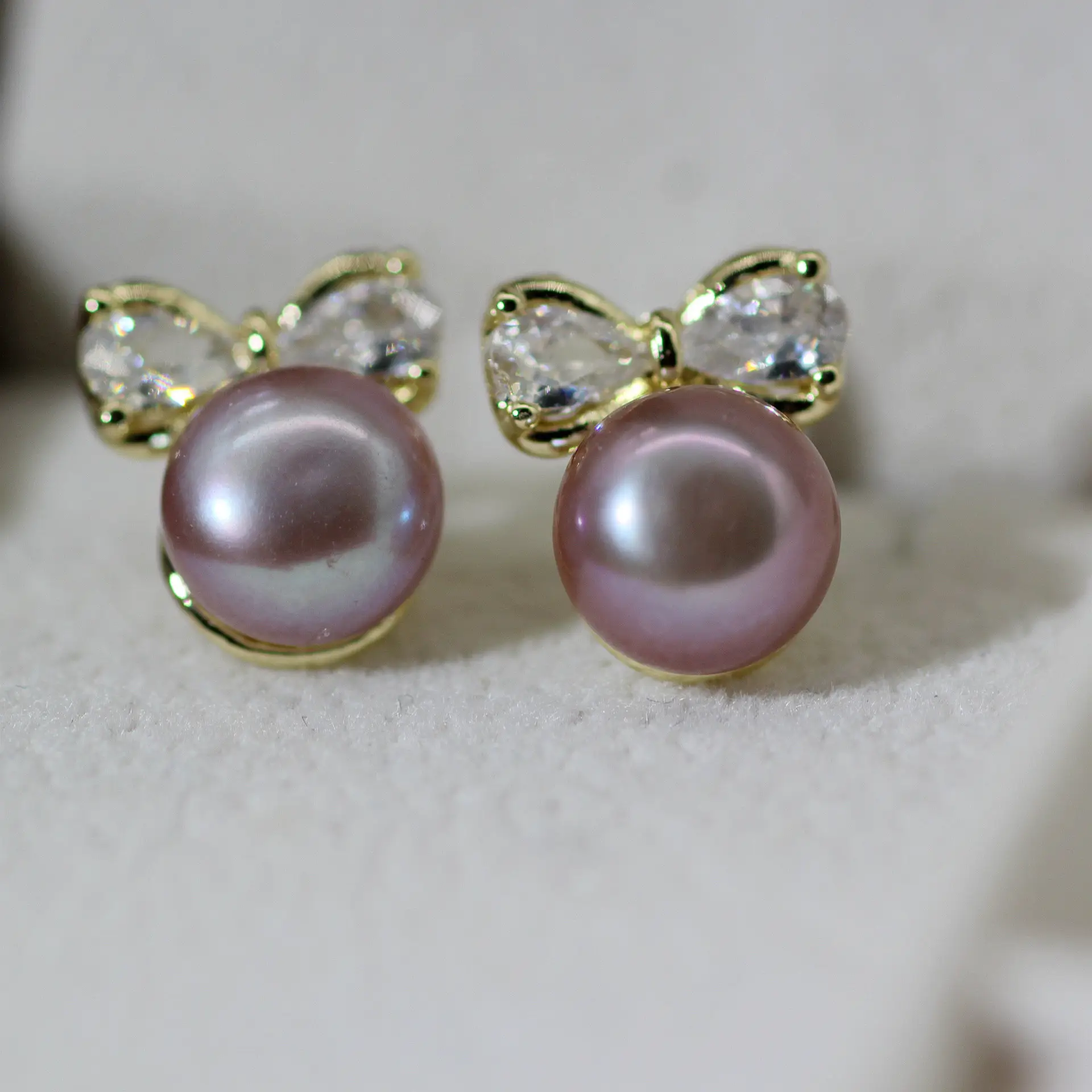 S925 Pearl Bow Earrings for Women