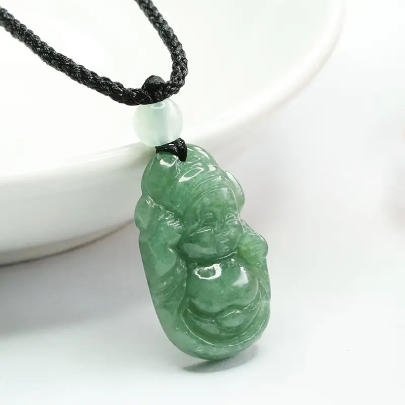 Guan Yu Jade Pendant Full Green Necklace - Image 4