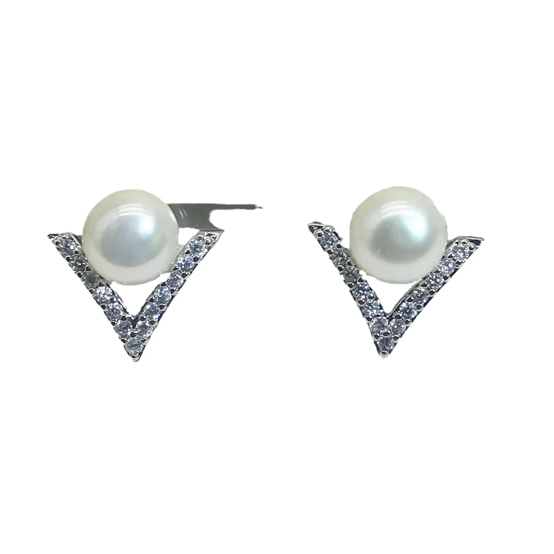 S925 Silver Pearl Zircon Geometry Earrings - Image 7