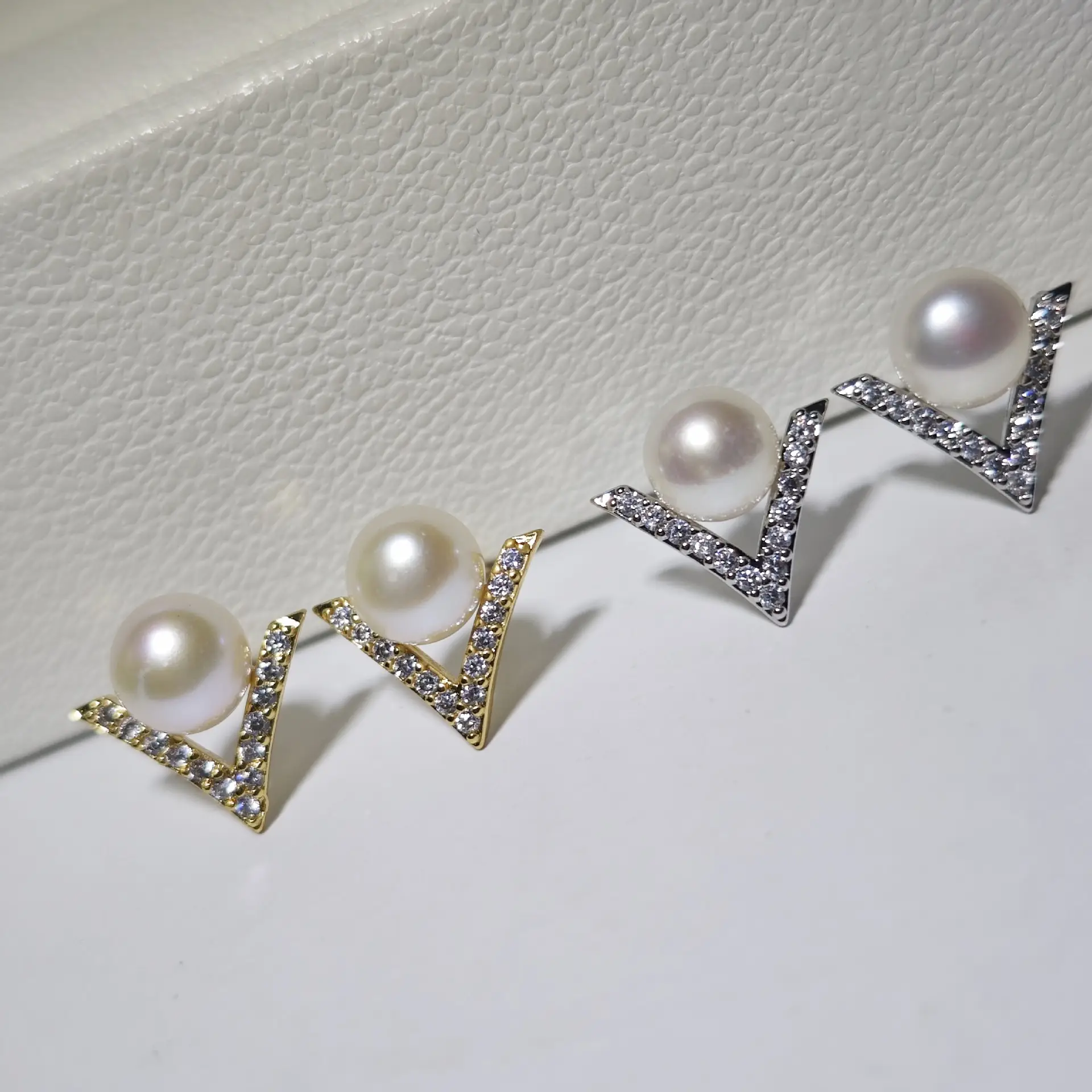 S925 Silver Pearl Zircon Geometry Earrings — feature 6