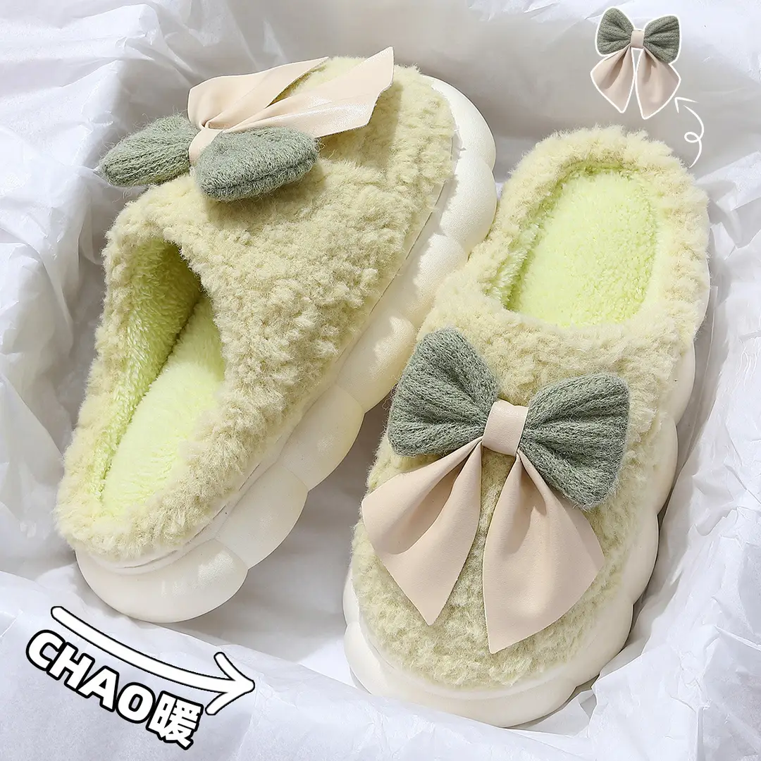 Women's Winter Bow-Knot Cotton Slippers for Couples Indoor Home Plush Women's Slippers Winter Wholesale Winter - Image 5