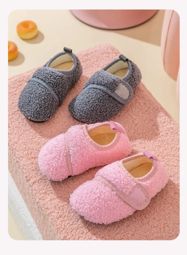Parent-Kids Floor Shoes, Autumn and Winter Thickeneded Kidsren's Cotton Slippers, Cool and Non-Slip Toddler Soft-Soled Couple's Velvet Floor Socks — feature 9
