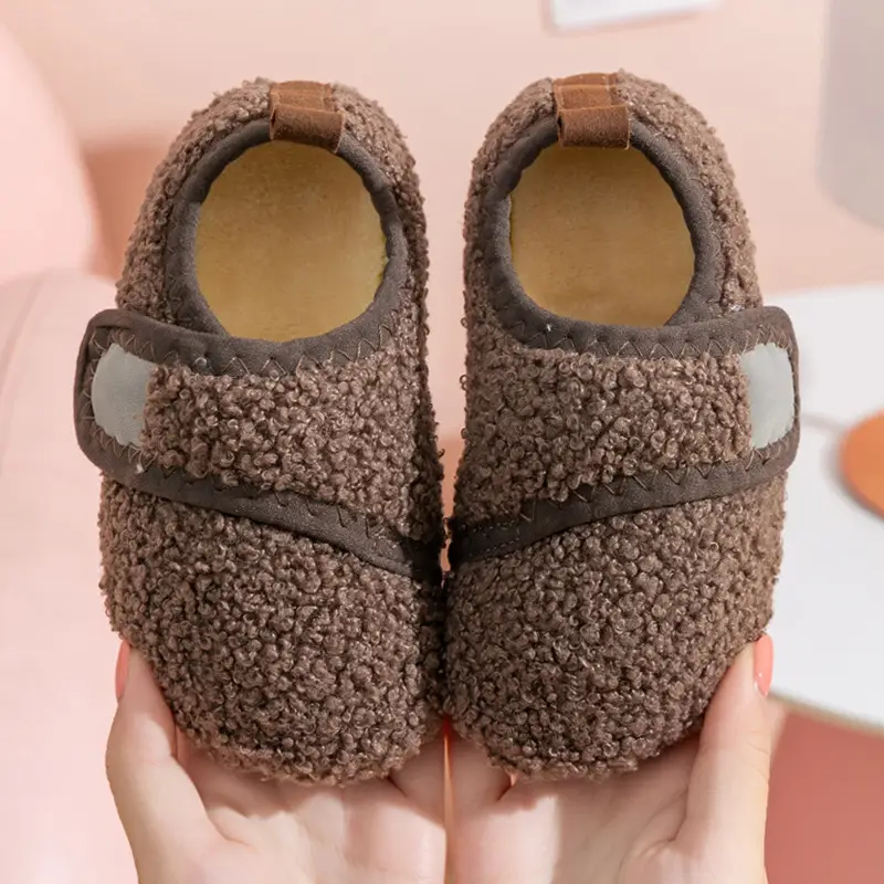 Parent-Kids Floor Shoes, Autumn and Winter Thickeneded Kidsren's Cotton Slippers, Cool and Non-Slip Toddler Soft-Soled Couple's Velvet Floor Socks