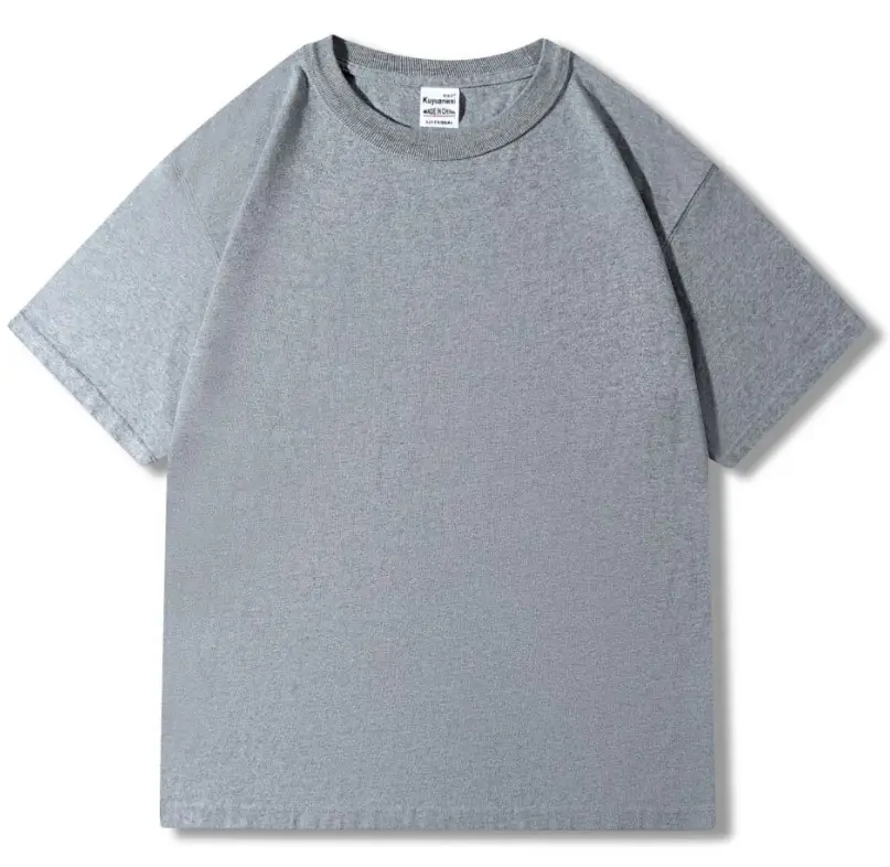 300g Cotton Grey Round Neck T-Shirt - Image 3