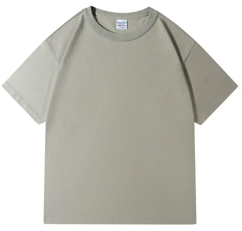 300g Cotton Grey Round Neck T-Shirt - Image 7