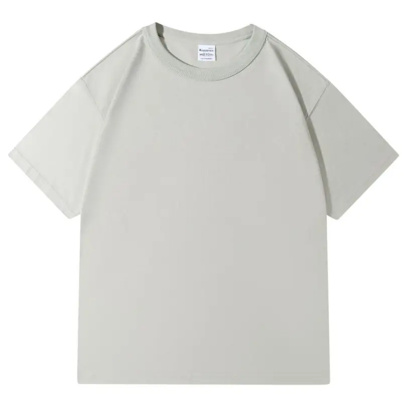 300g Cotton Grey Round Neck T-Shirt - Image 9