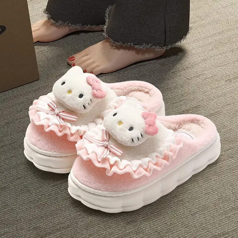 KT cat cotton slippers women's autumn and winter 2023 new indoor home warm confinement non-slip household plush slippers - Image 9