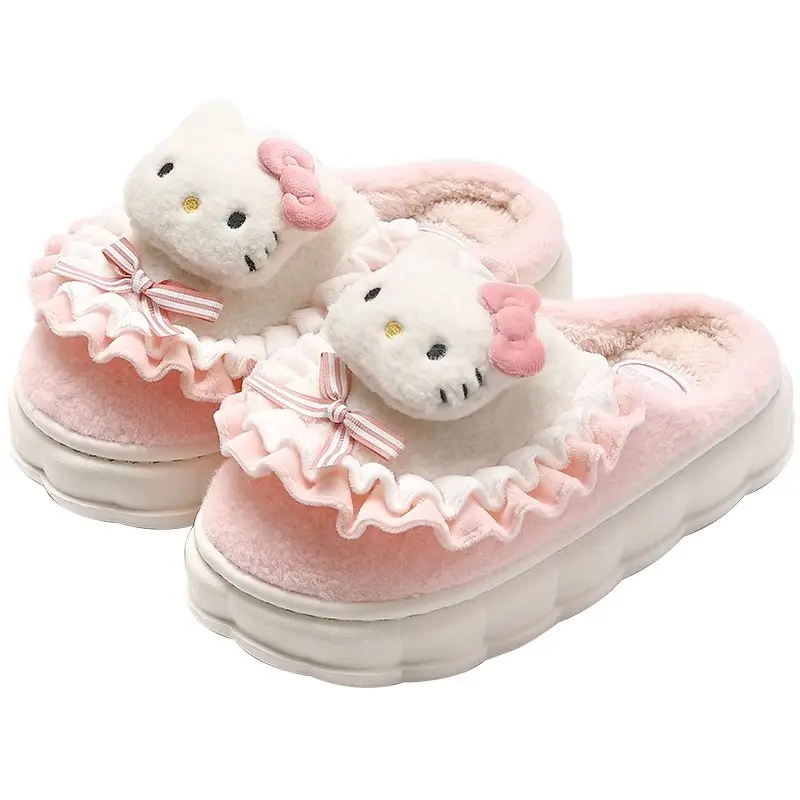 KT cat cotton slippers women's autumn and winter 2023 new indoor home warm confinement non-slip household plush slippers - Image 10
