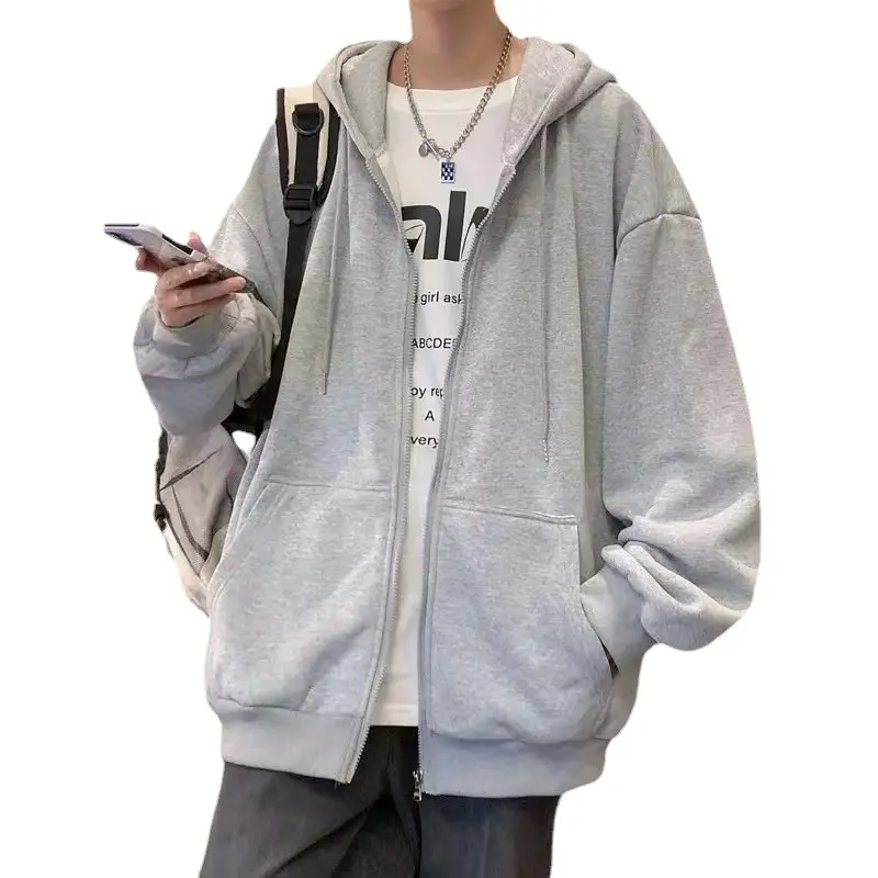 Plus Size White Hooded Sweater Jacket for Men Women - Image 8