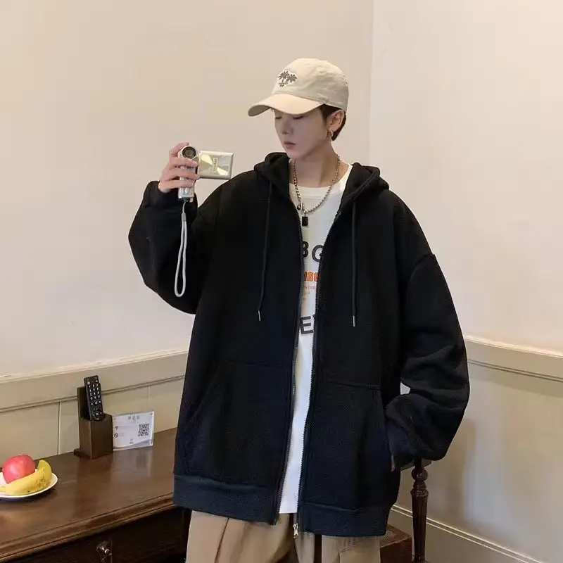 Plus Size White Hooded Sweater Jacket for Men Women — feature 5