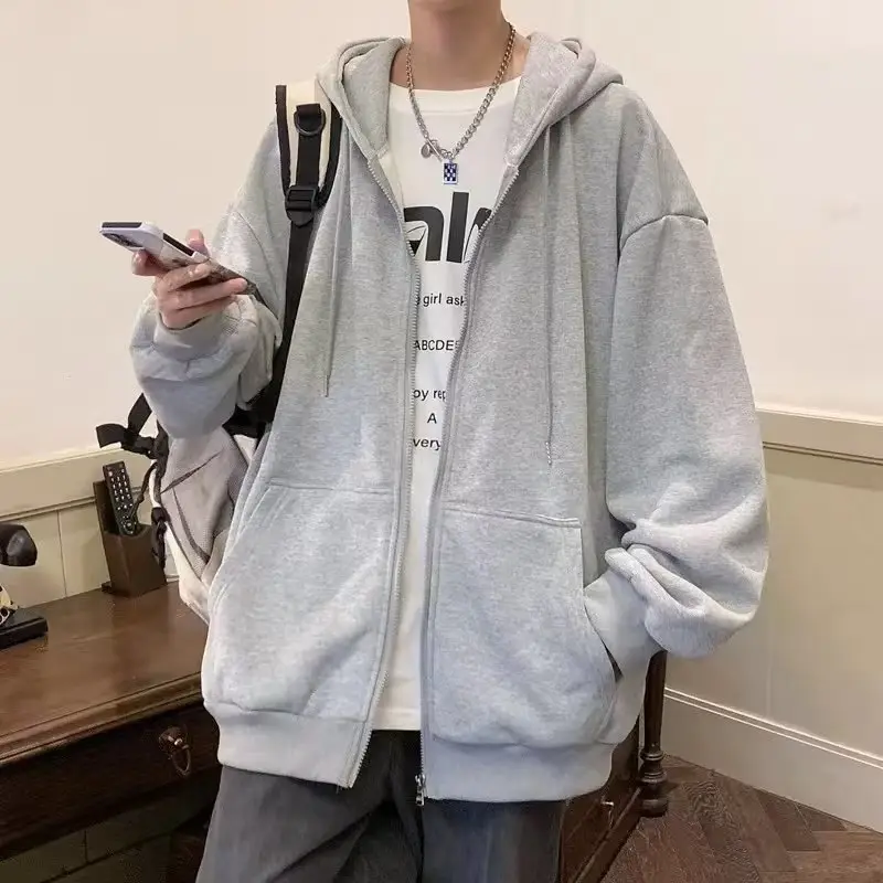 Plus Size White Hooded Sweater Jacket for Men Women — feature 7