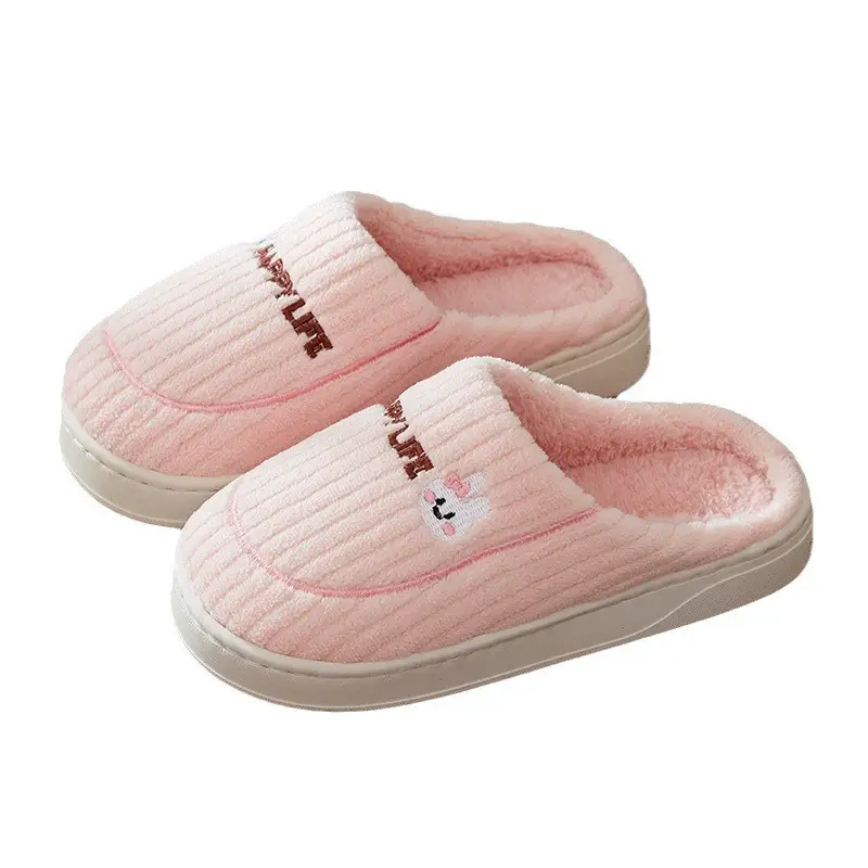 In-Stock Cotton Slippers for Women, Autumn and Winter Indoor Non-Slip Thick-Soled Warm Soft-Soled Fur Slippers, Maternity Slippers
