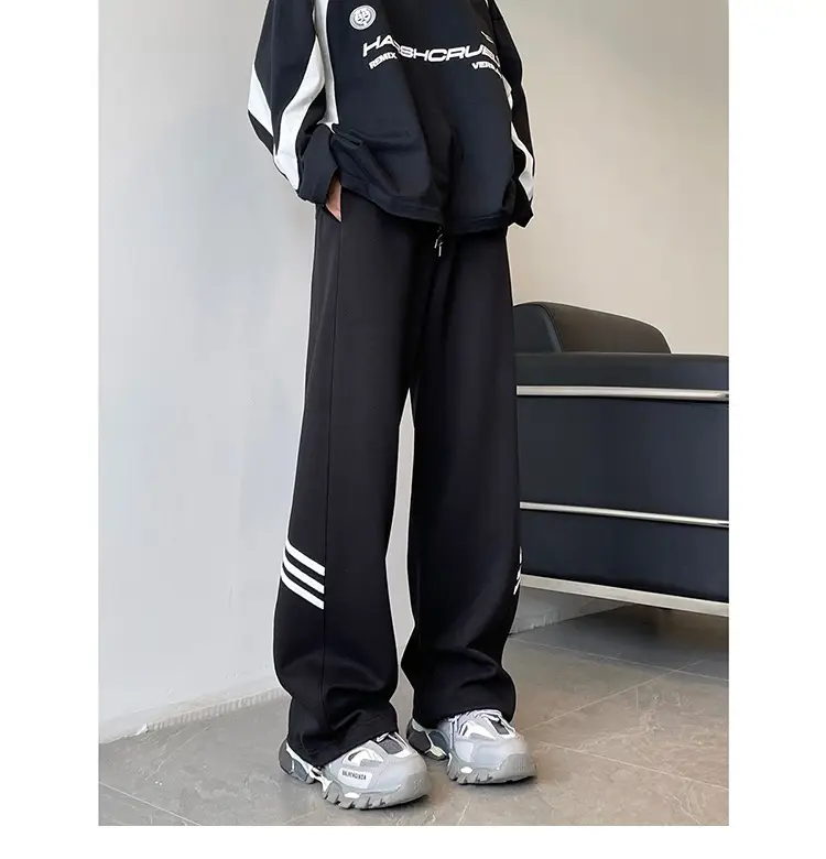 Men's American High Street Gray Sweatpants Wide Leg Casual — feature 19