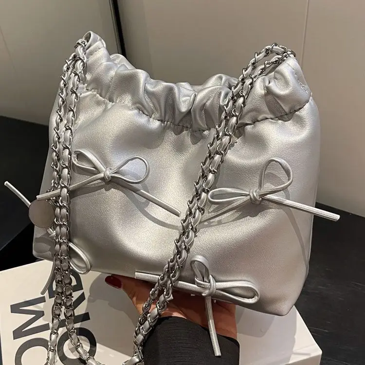 Pink Embroidered Chain Crossbody Bag for Women - Image 6