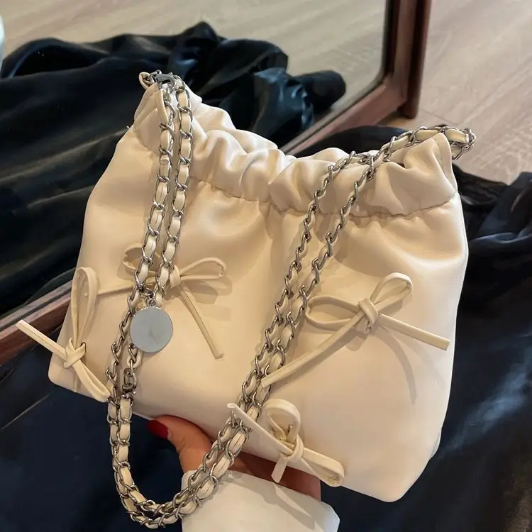Pink Embroidered Chain Crossbody Bag for Women - Image 8
