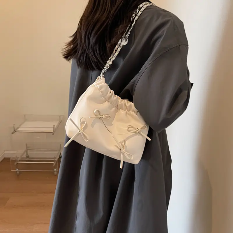 Pink Embroidered Chain Crossbody Bag for Women - Image 2