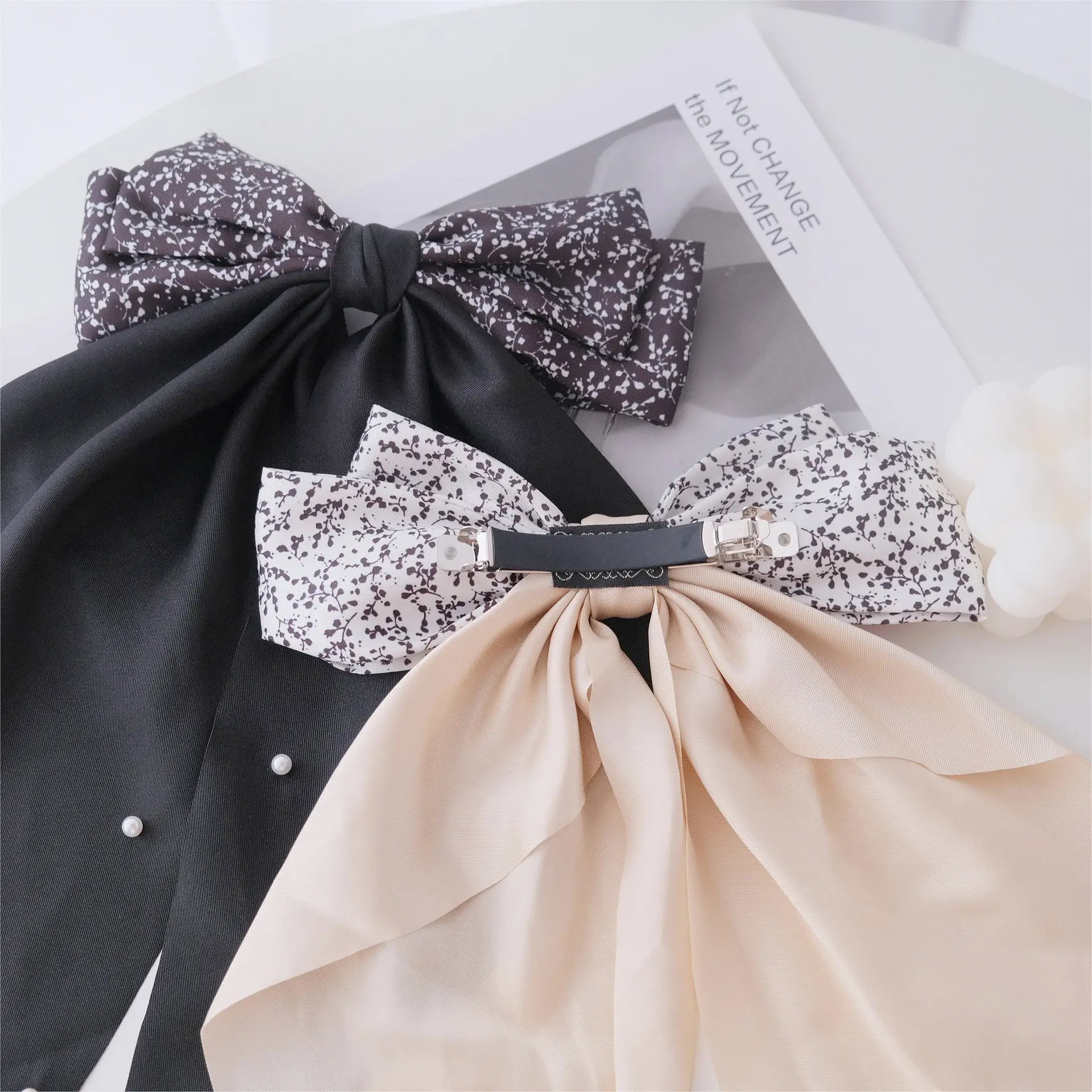 Black Retro Bow Hairpin for Women - Image 8