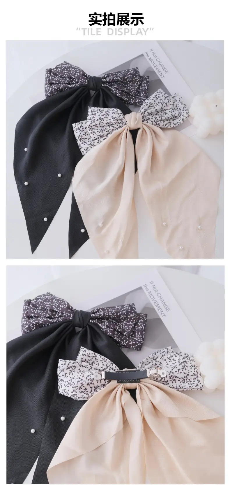 Black Retro Bow Hairpin for Women — feature 9