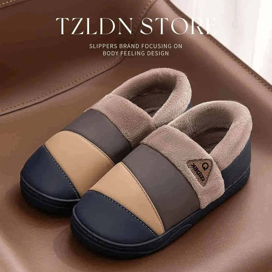 Lidani cotton shoes men's winter waterproof outdoor warm indoor home non-slip extra large size 50-51 men's cotton slippers