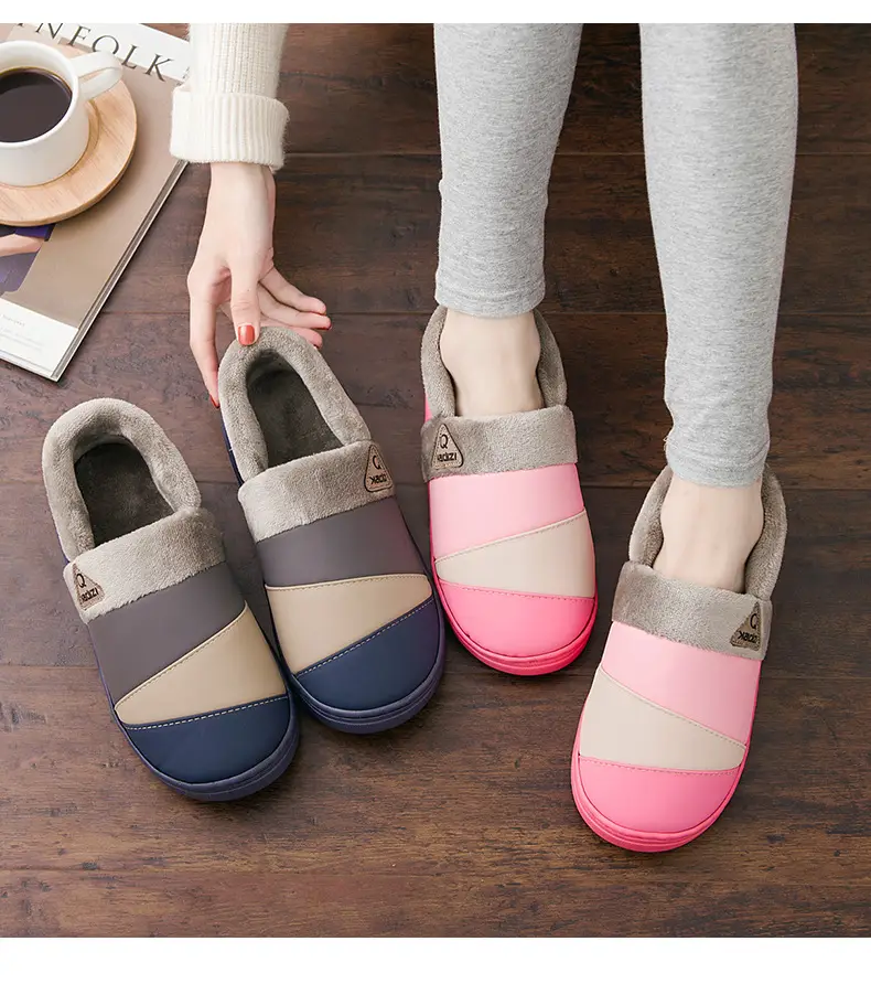 Lidani cotton shoes men's winter waterproof outdoor warm indoor home non-slip extra large size 50-51 men's cotton slippers — feature 4