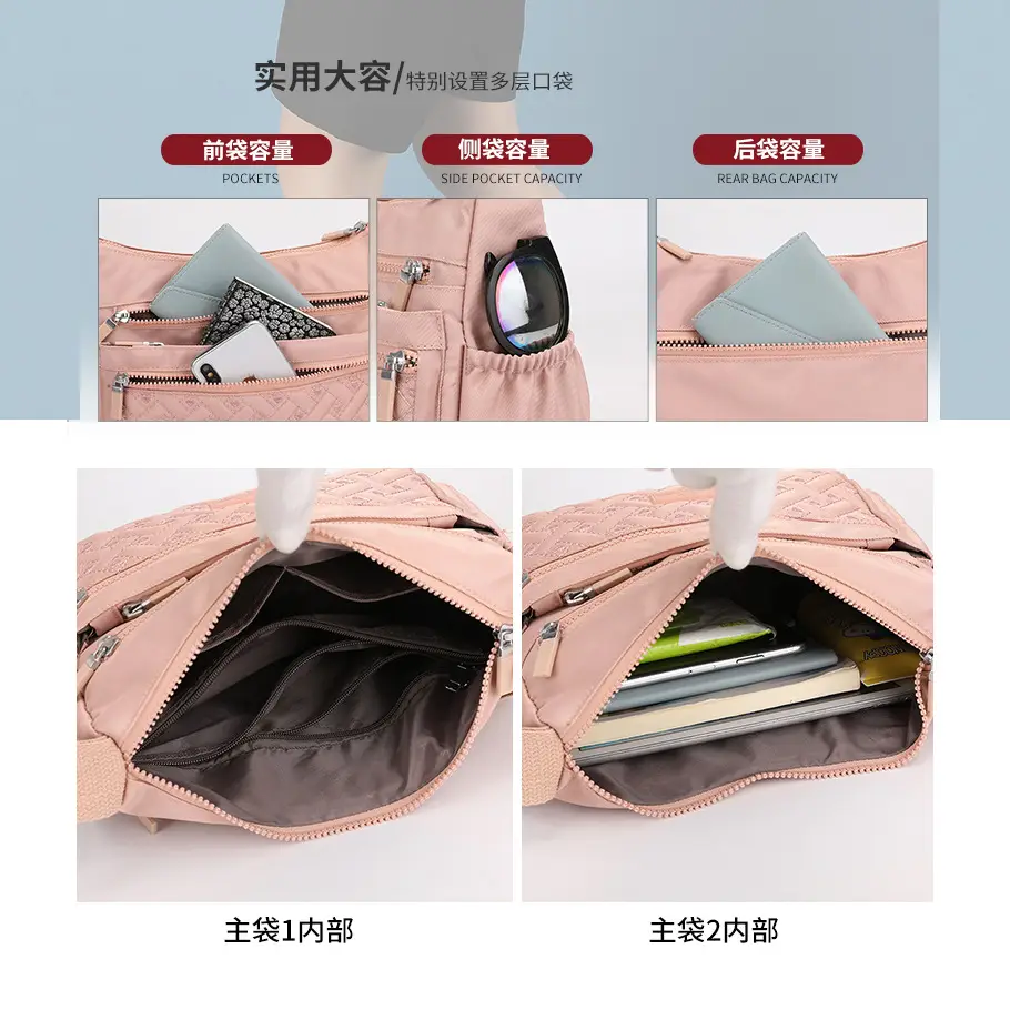 Black Embroidered Crossbody Bag for Women Travel Multi Layer - Image 8
