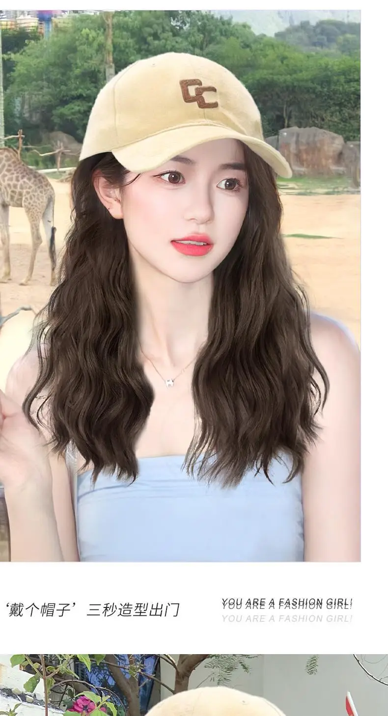Women's Wool Roll Wig with Baseball Cap — feature 9