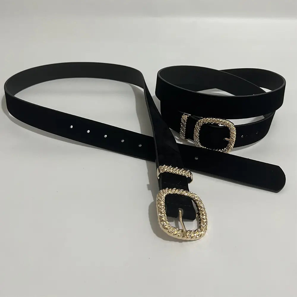 Black Velvet Belt with Gold Rhinestone Buckle — feature 7