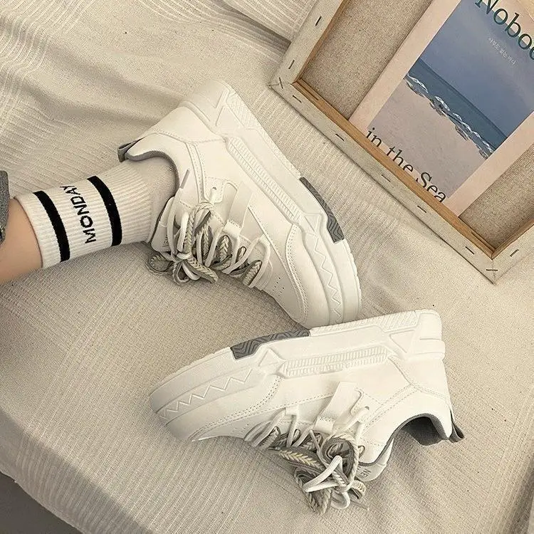 Women Thick-Soled White Casual Sports Sneakers 2025 - Image 4