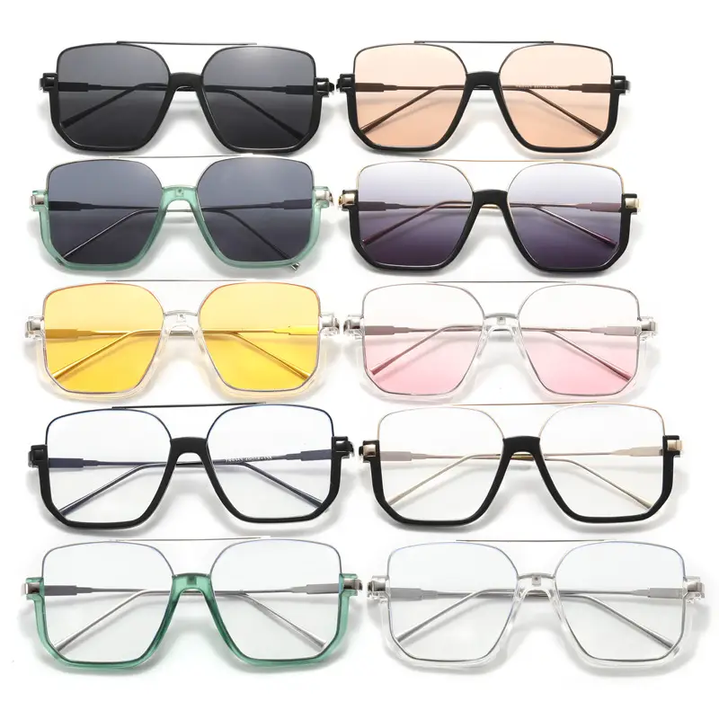 Women Anti-Blue Light Sunglasses Double Bridge Large Frame - Image 27