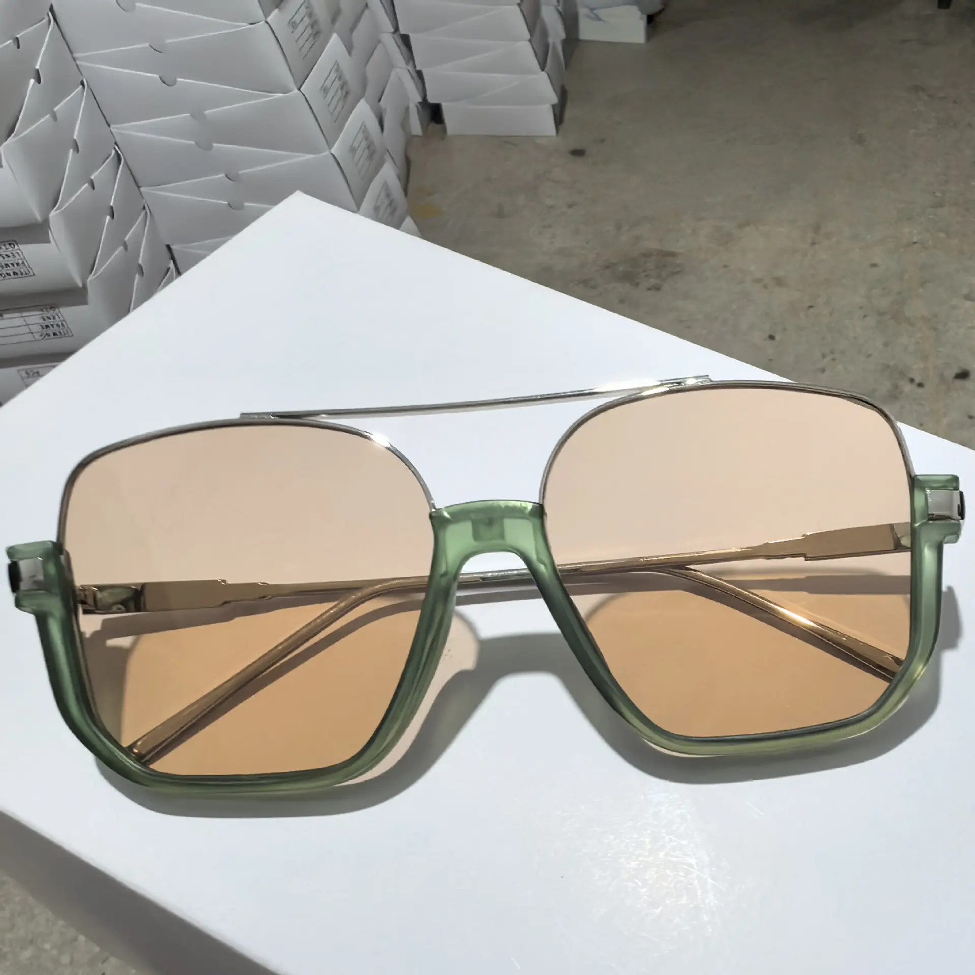 Women Anti-Blue Light Sunglasses Double Bridge Large Frame - Image 22