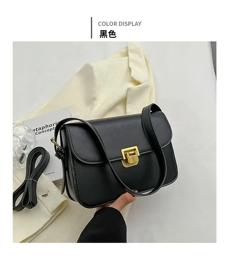 Women's Brown Leather Shoulder Bag with Gold Clasp — feature 12