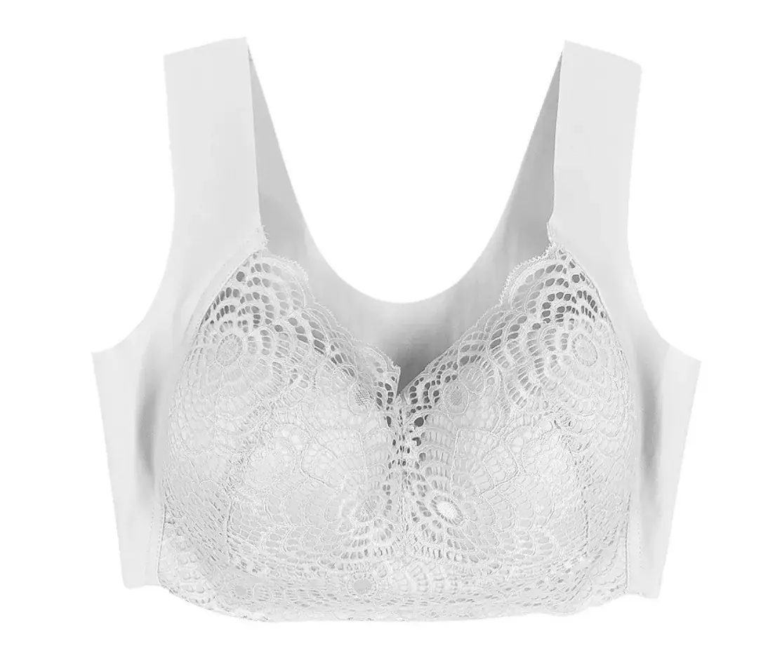 White Lace Crossbody Bra for Plus Size Women