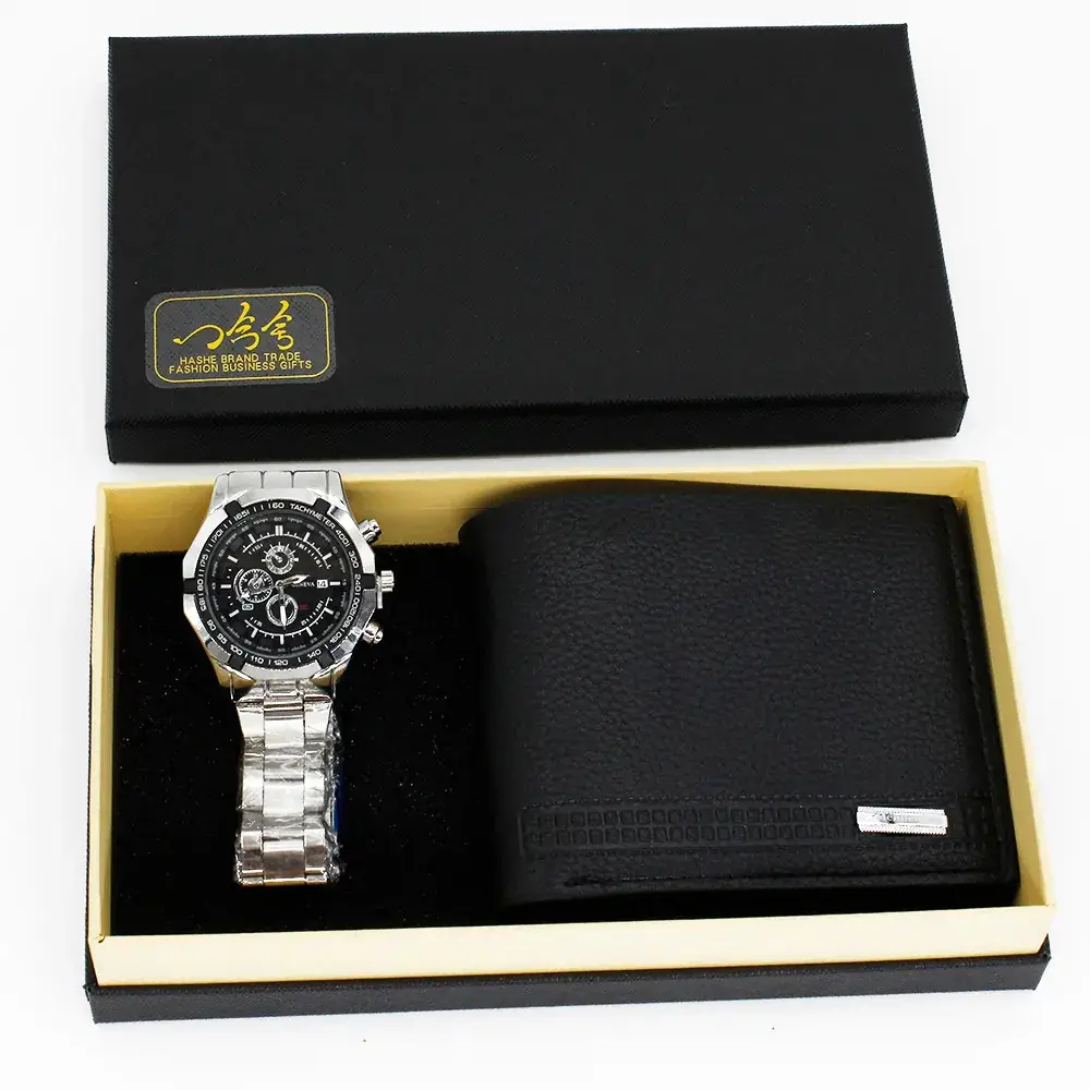 Men's Gold Watch & Wallet Set Black Luxury Gift - Image 4