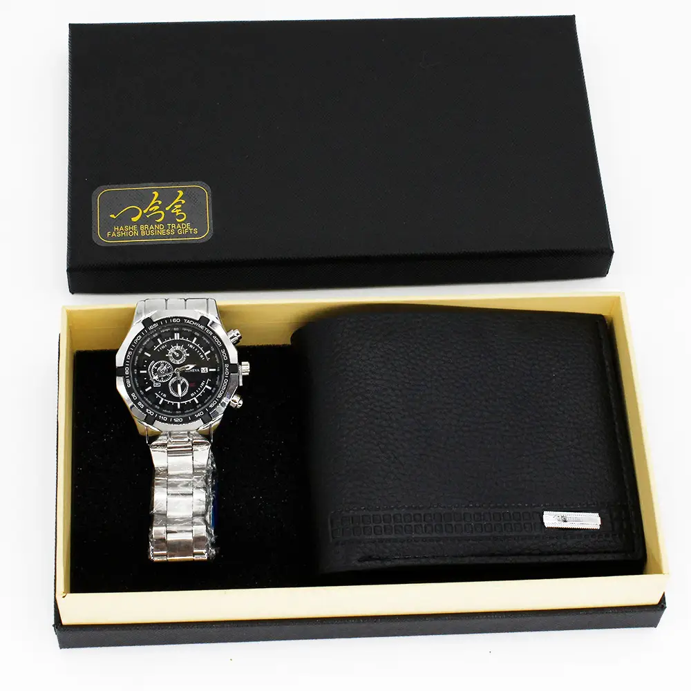 Men's Gold Watch & Wallet Set Black Luxury Gift — feature 4