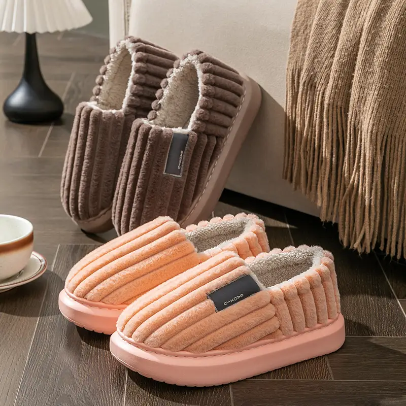 Cotton Slippers Home Women's Winter Indoor Couple's Thick-soled Anti-slip Warm-keeping Maomao Slippers Men's Cotton Shoes Home - Image 8