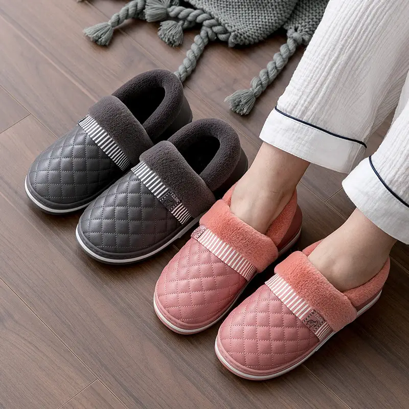 Lidani cotton shoes women's autumn and winter warm waterproof non-slip outdoor indoor home home couple cotton slippers men's wholesale - Image 3