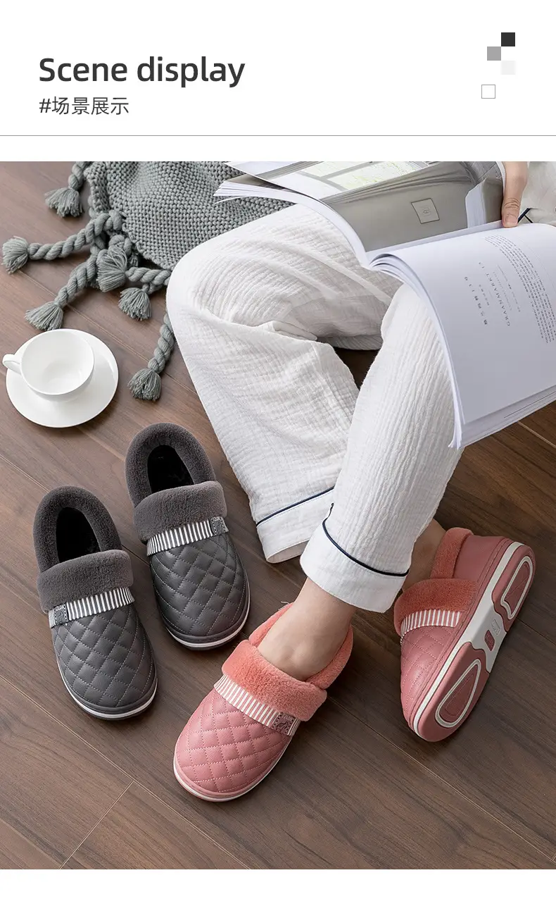 Lidani cotton shoes women's autumn and winter warm waterproof non-slip outdoor indoor home home couple cotton slippers men's wholesale — feature 11