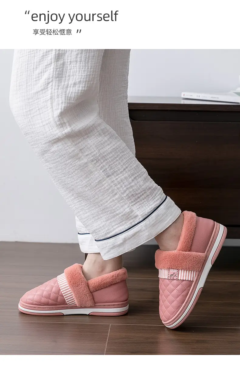 Lidani cotton shoes women's autumn and winter warm waterproof non-slip outdoor indoor home home couple cotton slippers men's wholesale — feature 16