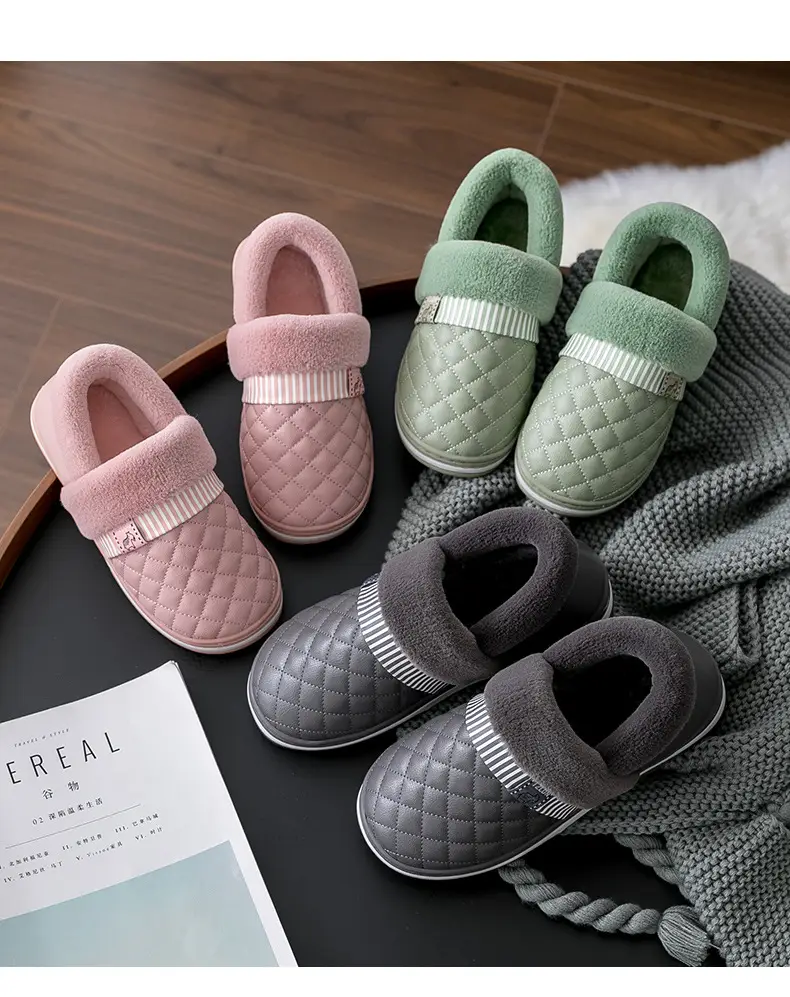 Lidani cotton shoes women's autumn and winter warm waterproof non-slip outdoor indoor home home couple cotton slippers men's wholesale — feature 17
