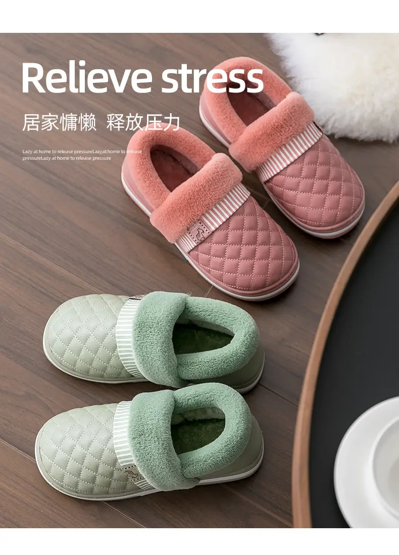 Lidani cotton shoes women's autumn and winter warm waterproof non-slip outdoor indoor home home couple cotton slippers men's wholesale — feature 3