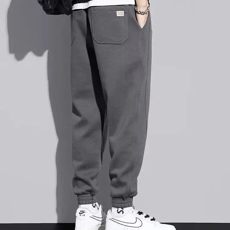 Men Grey Fleece Lined Ankle Tied Harem Pants - Image 13